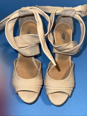 UGG Women's Cream Wrap-Around Wedge Platform Sandals